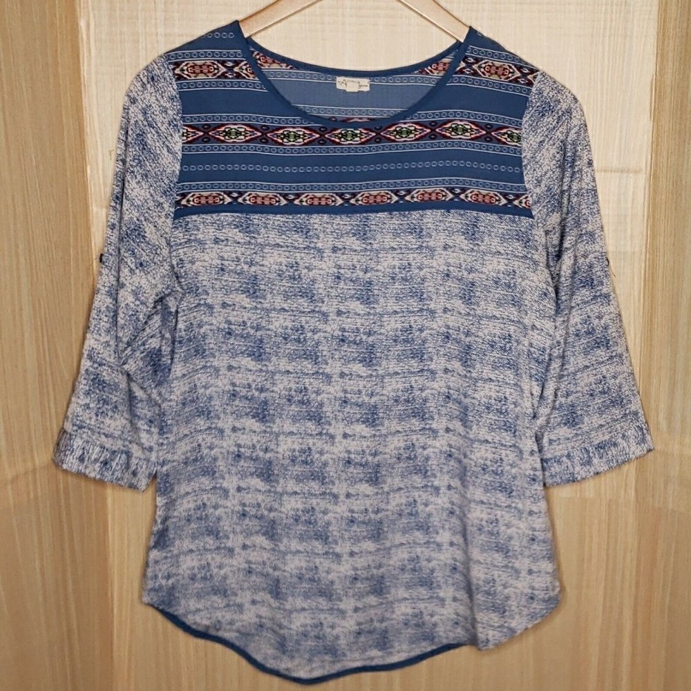 Antilia Femme Aztec Southwest 3/4 Blouse Medium